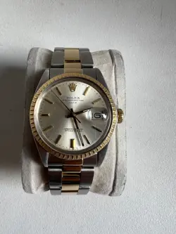 34 MM ROLEX OYSTER PERPETUAL DATE  STEEL-GOLD WATCH CAL.1570 REF.1505