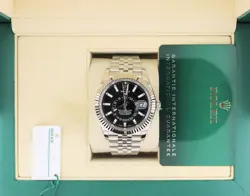 2021 ROLEX SKY-DWELLER 326934 BLACK DIAL SS JUBILEE WITH PAPERS 42MM