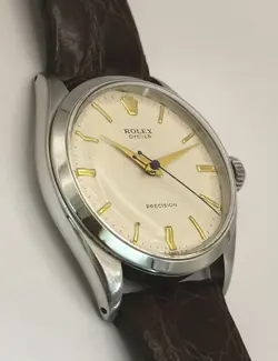 ROLEX 6480 OYSTER PRECISION 1940S WORKING MEN'S HAND-WOUND WRIST WATCH SILVER SS