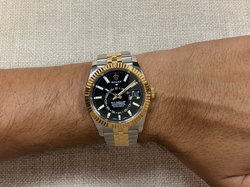 Rolex Sky-Dweller 18k Yellow Gold/Steel Black Dial 42mm Jubilee Watch 326933