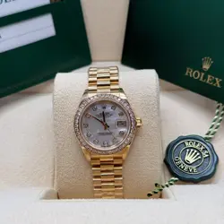 ROLEX LADY-DATEJUST MOTHER OF PEARL DIAMOND BEZEL YELLOW GOLD PRESIDENT
