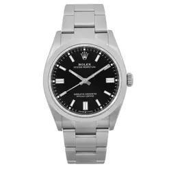 ROLEX OYSTER PERPETUAL 36MM STEEL BLACK DIAL AUTOMATIC MEN WATCH 126000