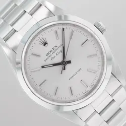 ROLEX AIR-KING 34MM STEEL SILVER INDEX DIAL SMOOTH BEZEL OYSTER BRACELET 14000