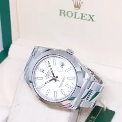 ROLEX 41MM OYSTER PERPETUAL WHITE INDEXES DIAL DATEJUST REF: 116300 (2015)
