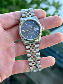 1991 ROLEX DATEJUST 16234 BLUE DIAL 36MM W/ BOX & PAPERS
