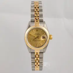 ROLEX DATEJUST 69173 TWO-TONE STEEL & 18K GOLD CHAMPAGNE 26MM LADIES WATCH