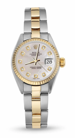 ROLEX DATE 6917 18K YELLOW GOLD TWO TONE AUTOMATIC MOP DIAL LADIES WATCH 26MM