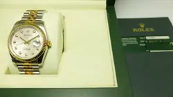 ROLEX STAINLESS STEEL & 18K DATEJUST 116233 JUBILEE DIAMOND DIAL BOX & PAPERS