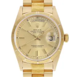 ROLEX DAY-DATE BURKE 18078 CHAMPAGNE GOLD BAR 90 NUMBER SECOND HAND MENS