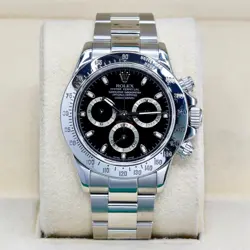 ROLEX COSMOGRAPH DAYTONA 116520 BLACK DIAL OYSTER BRACELET WITH SILVER BEZEL BOX