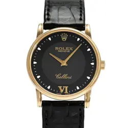 USED ROLEX CELLINI 5116/8 BLACK MEN'S WATCH #4108