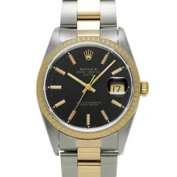 USED ROLEX OYSTER PERPETUAL DATE 15223 BLACK MEN'S WATCH #4138