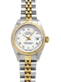 USED ROLEX DATEJUST 69173 WHITE CASE SIZE 26MM LADIES WATCH #49918