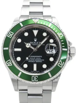 USED ROLEX SUBMARINER DATE GREEN SUB 16610LV BLACK MEN'S WATCH #42238