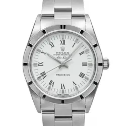 USED ROLEX AIR KING 14010M WHITE CASE SIZE 34MM×34MM MEN'S WATCH #4128