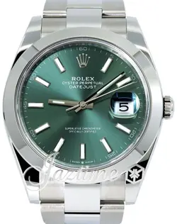 ROLEX DATEJUST 41 STAINLESS STEEL MINT GREEN INDEX OYSTER 126300 BRAND NEW