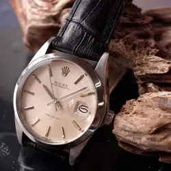 ROLEX 6694 OYSTERDATE PRECISION 1969 PENCIL HANDS STAINLESS STEEL LEATHER WATCH