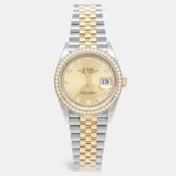 ROLEX CHAMPAGNE DIAMOND 18K YELLOW GOLD STAINLESS STEEL 126283RBR WOMEN'S