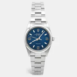 ROLEX BLUE STAINLESS STEEL AIR KING 14000M WOMEN'S WRISTWATCH 36 MM