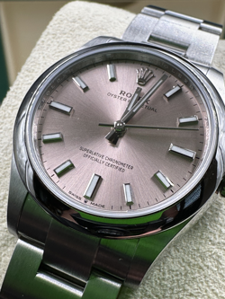 ROLEX OYSTER PERPETUAL 277200 PINK DIAL OYSTER BRACELET WITH SILVER BEZEL