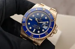 ROLEX SUBMARINER 116618LB YELLOW GOLD ON OYSTER BRACELET BLUE DIAL CERAMIC BEZEL