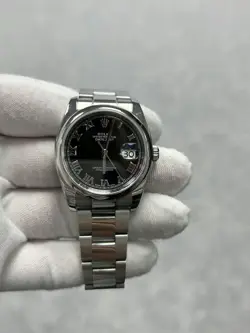 ROLEX DATEJUST 116200 BLACK ROMAN DIAL 36MM OYSTER BRACELET