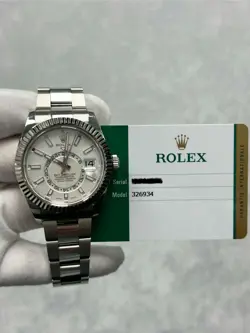 ROLEX SKY-DWELLER 326934 WITH CARD STAINLESS STEEL 42MM WHITE DIAL OYSTER