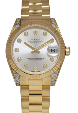 ROLEX DATEJUST PRESIDENT 18K YELLOW GOLD DIAMOND LADIES 31MM WATCH G 178238