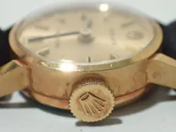 ROLEX 18K/750 MANUAL WINDING PRECISION GOLD LADIES WRISTWATCH WOMEN'S LOGO BLACK