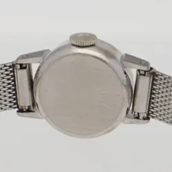 ROLEX PRECISION CUT GLASS SILVER DIAL SS HAND-WOUND LADIES WOMEN'S WRIST WATCH