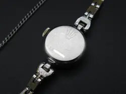 ROLEX PRECISION WHITE GOLD LADIES SILVER ROUND TYPE WRIST WATCH LOGO WOMEN'S