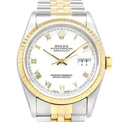 ROLEX DATEJUST 16233 WHITE ROMAN DIAL T# (1996) YG AUTOMATIC 36MM #019