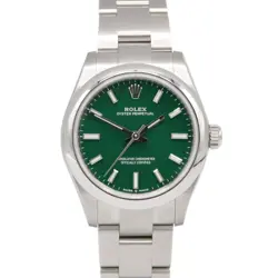 ROLEX 277200 OYSTER PERPETUAL GREEN STICK DIAL 31MM STAINLESS STEEL WATCH