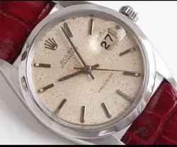 ROLEX 6694 OYSTERDATE PRECISION 1969 SS MEN'S HAND-WOUND WRIST WATCH SILVER RED