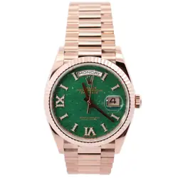 ROLEX DAY-DATE 36MM GREEN DIAL WATCH 128235 ROSE GOLD