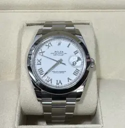 2024 ROLEX DATEJUST 41MM 126300 WHITE DIAL OYSTER STEEL BRACELET SMOOTH BEZEL