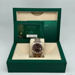 ROLEX DATEJUST 41 126331 ROSE GOLD STEEL CHOCOLATE DIAMOND DIAL WATCH 2025 B&P