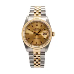 1990 ROLEX DATEJUST 36MM 16233 CHAMPAGNE DIAL JUBILEE YELLOW GOLD STEEL WATCH