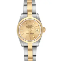 ROLEX DATEJUST LADIES STEEL YELLOW GOLD CHAMPAGNE DIAL WATCH 69163