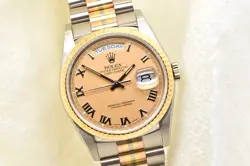 1989 ROLEX DAY-DATE PRESIDENT TRIDOR 18K TRI COLOR GOLD 18230B WATCH