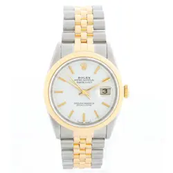 ROLEX MENS DATEJUST 16233 36MM 18K GOLD & STAINLESS STEEL WATCH WITH ROLEX BOX