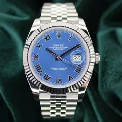 ROLEX DATEJUST 41 AZZURRO BLUE WHITE GOLD STEEL MINT COMPLETE SET 126334-0026