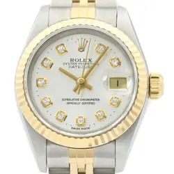 ROLEX LADIES DATEJUST 69173 18K YELLOW GOLD & STEEL SILVER DIAMOND DIAL WATCH