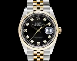 ROLEX 126233 DATEJUST 36 18K YELLOW GOLD / SS JUBILEE BLACK DIAMOND DIAL