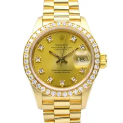 ROLEX DATEJUST DIAMOND L SERIAL K18YG LADIES GOLD CH/QP 69138G #MM019