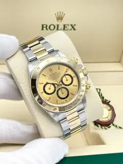 ROLEX DAYTONA CHRONOGRAPH 16523 40MM INVERTED 6 CHAMPAGNE DIAL ZENITH TWO TONE