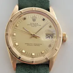 MENS ROLEX OYSTER PERPETUAL DATE REF 1501 SOLID 14K GOLD  AUTOMATIC 1960S RA496