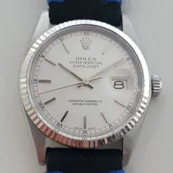 MENS ROLEX OYSTER DATEJUST 16014 36MM 18K WHITE GOLD SS AUTOMATIC 1970S  RA520