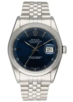 ROLEX DATEJUST 16200 BLUE DIAL MENS WATCH