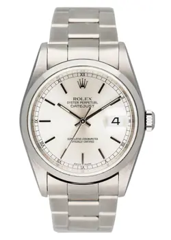 ROLEX DATEJUST 16200 SILVER DIAL MENS WATCH BOX PAPERS